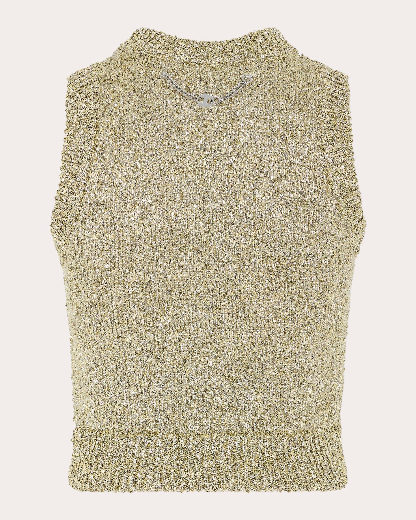 Metallic Knit Cropped Tank Top - 2