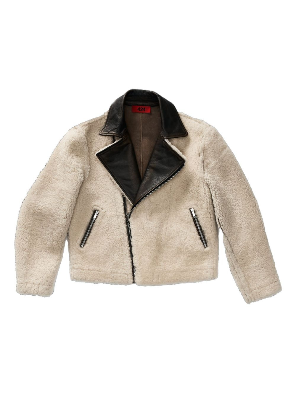 leather-trimmed shearling jacket - 1