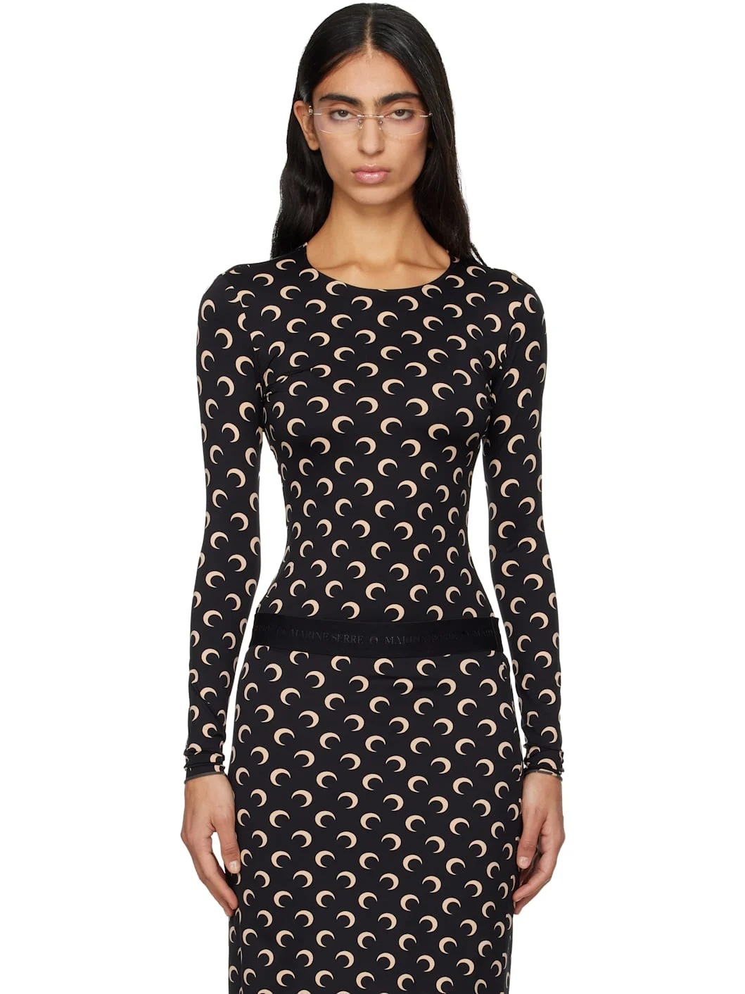 Black Recycled Moon Jersey Second Skin T-shirt - 1