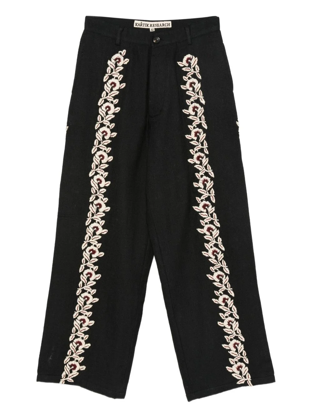 floral-embroidered trousers - 1