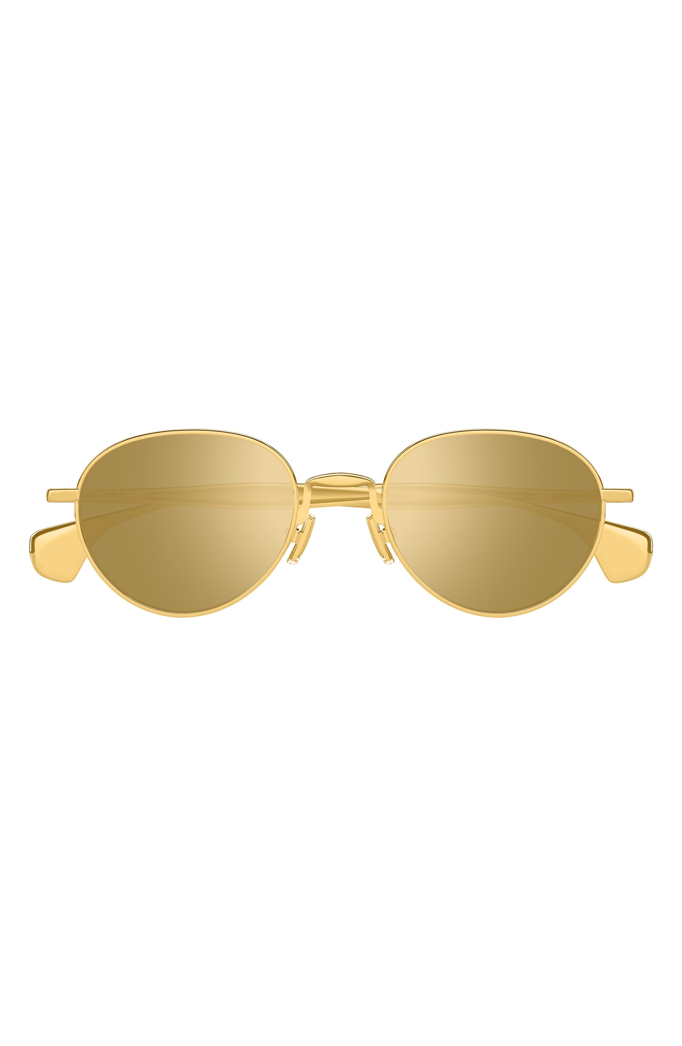 Bottega Veneta 50mm Small Oval Sunglasses in Gold at Nordstrom - 3