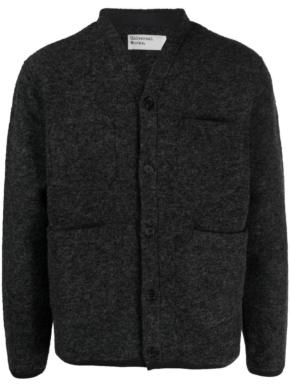 patch-pocket wool-blend cardigan - 1