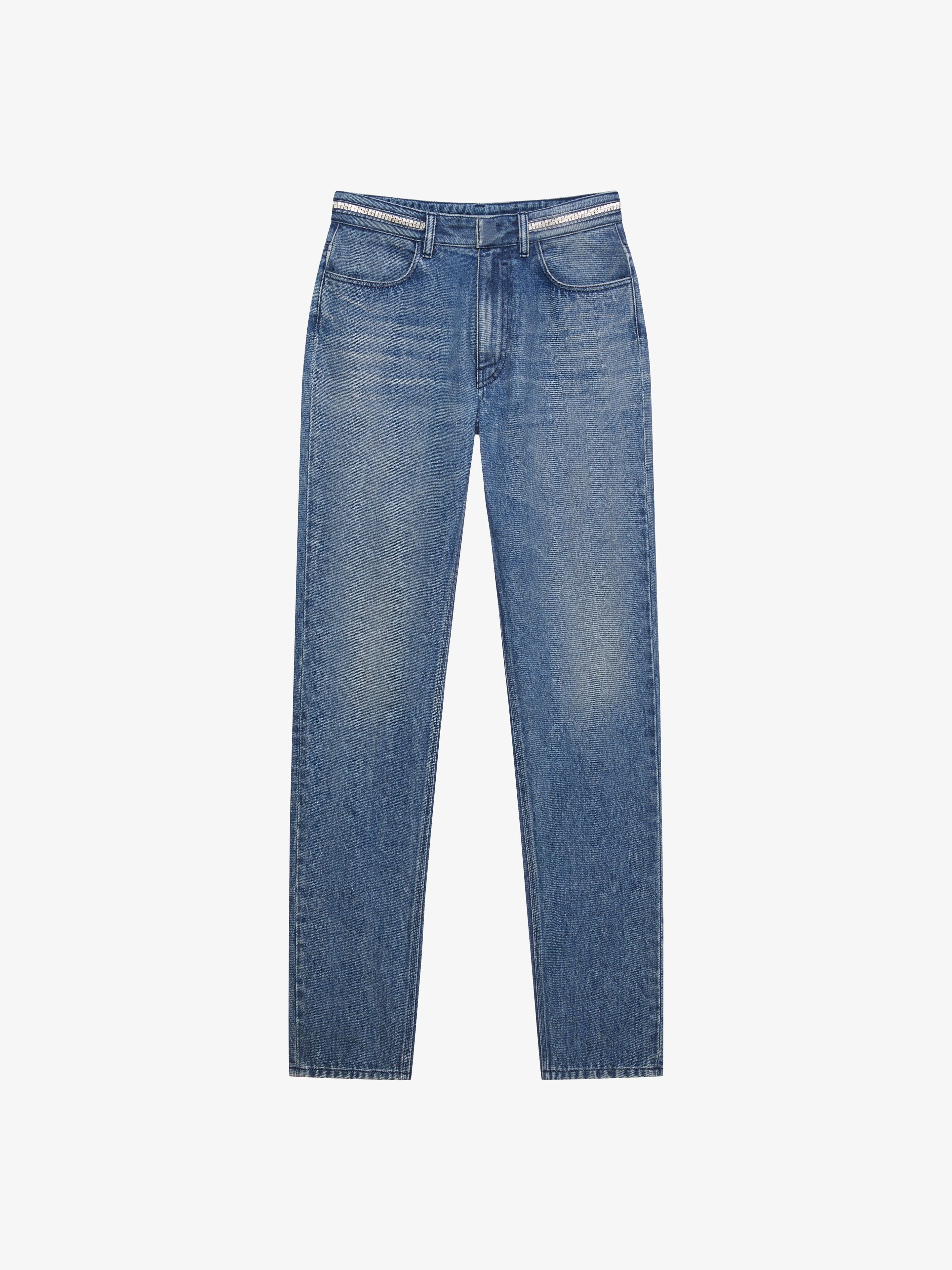 SLIM FIT JEANS IN DENIM WITH METALLICS DETAILS - 1