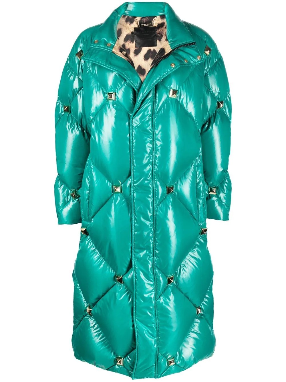 quilted studded padded coat - 1