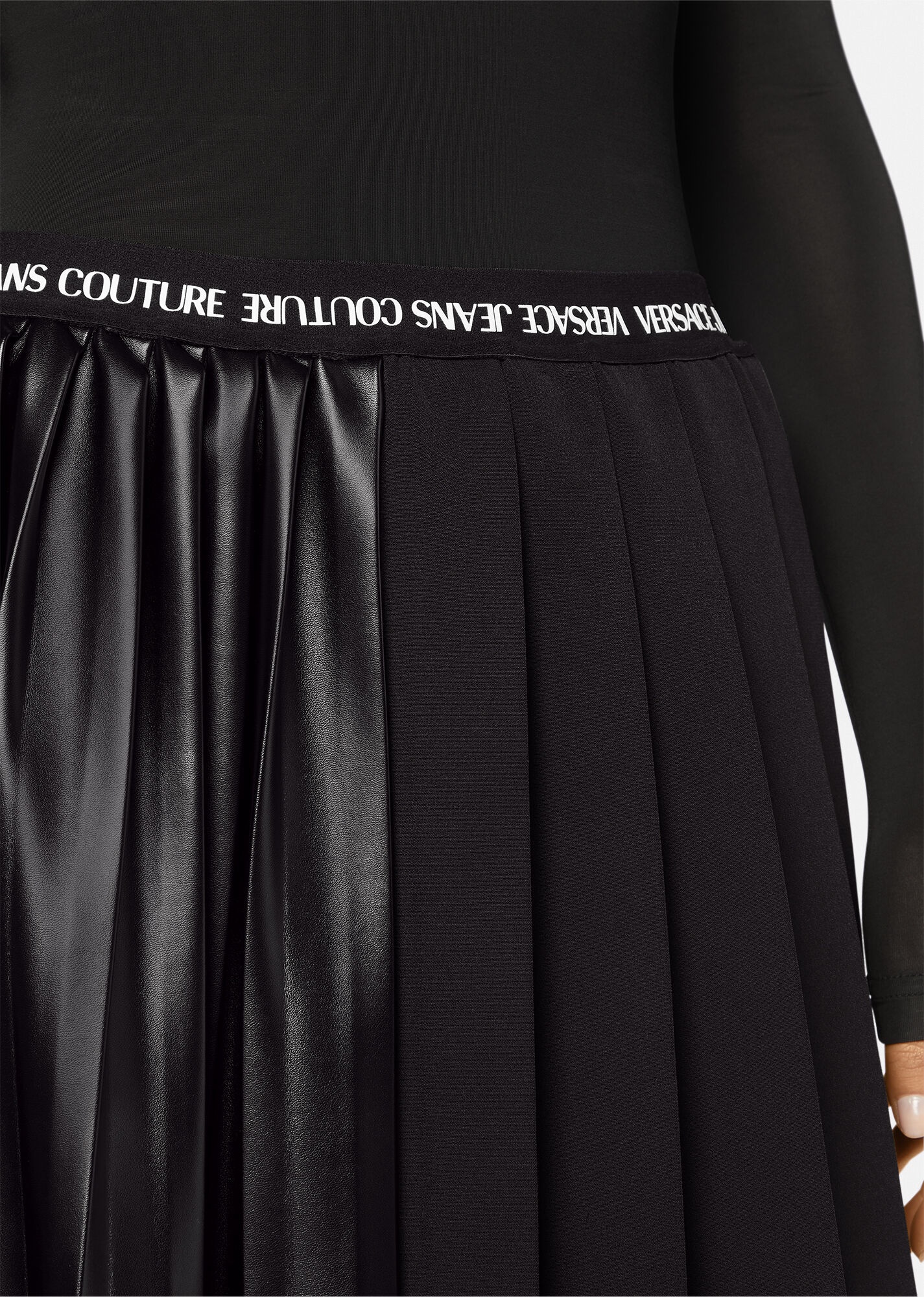 Faux Leather Pleated Midi Skirt - 5