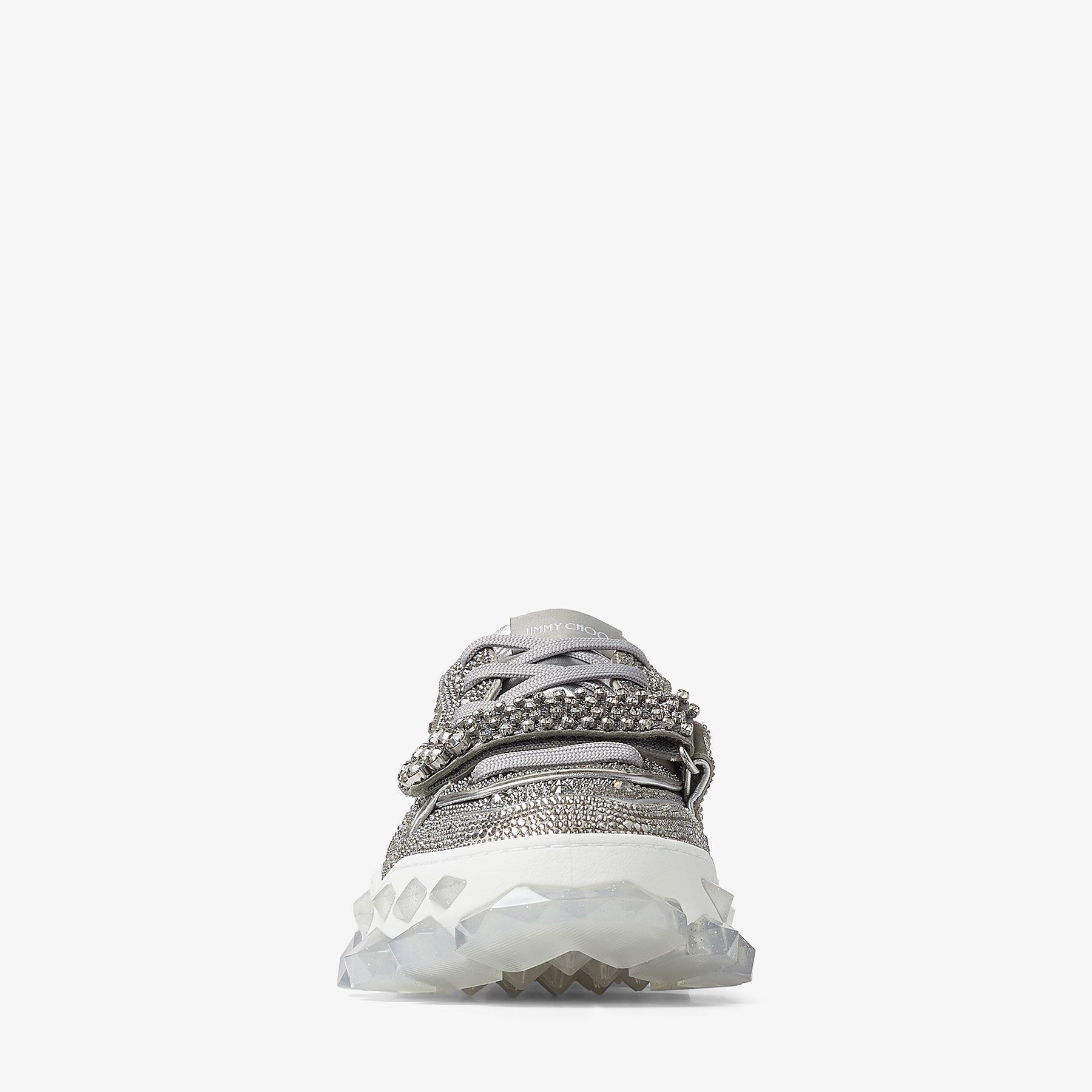 Diamond X Strap/M
Silver Satin Low Top Trainers with Crystal Embellishment and Crystal Strap - 6