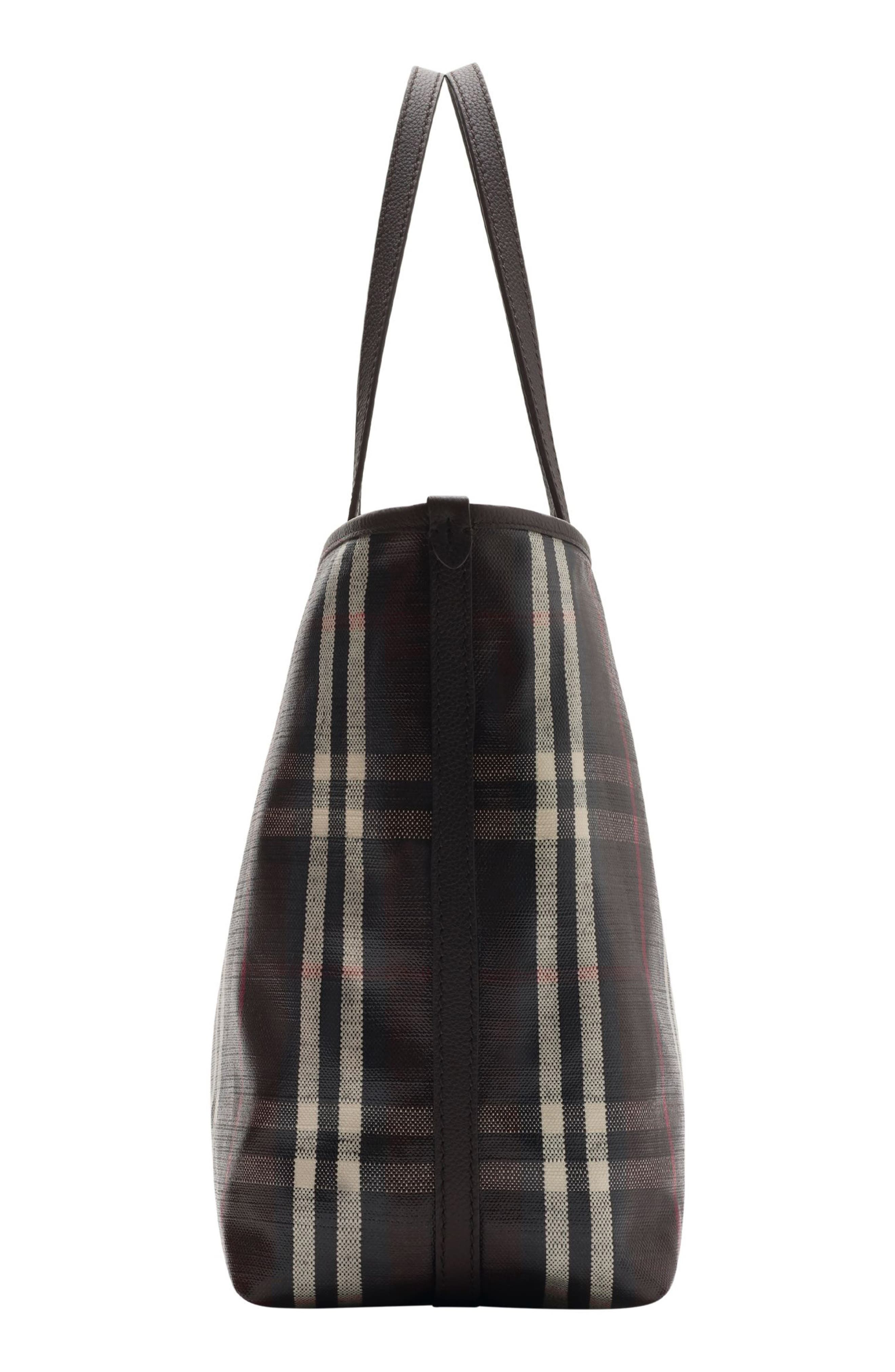 burberry Medium Highlands Check Coated Canvas Tote in Mahogany at Nordstrom - 3