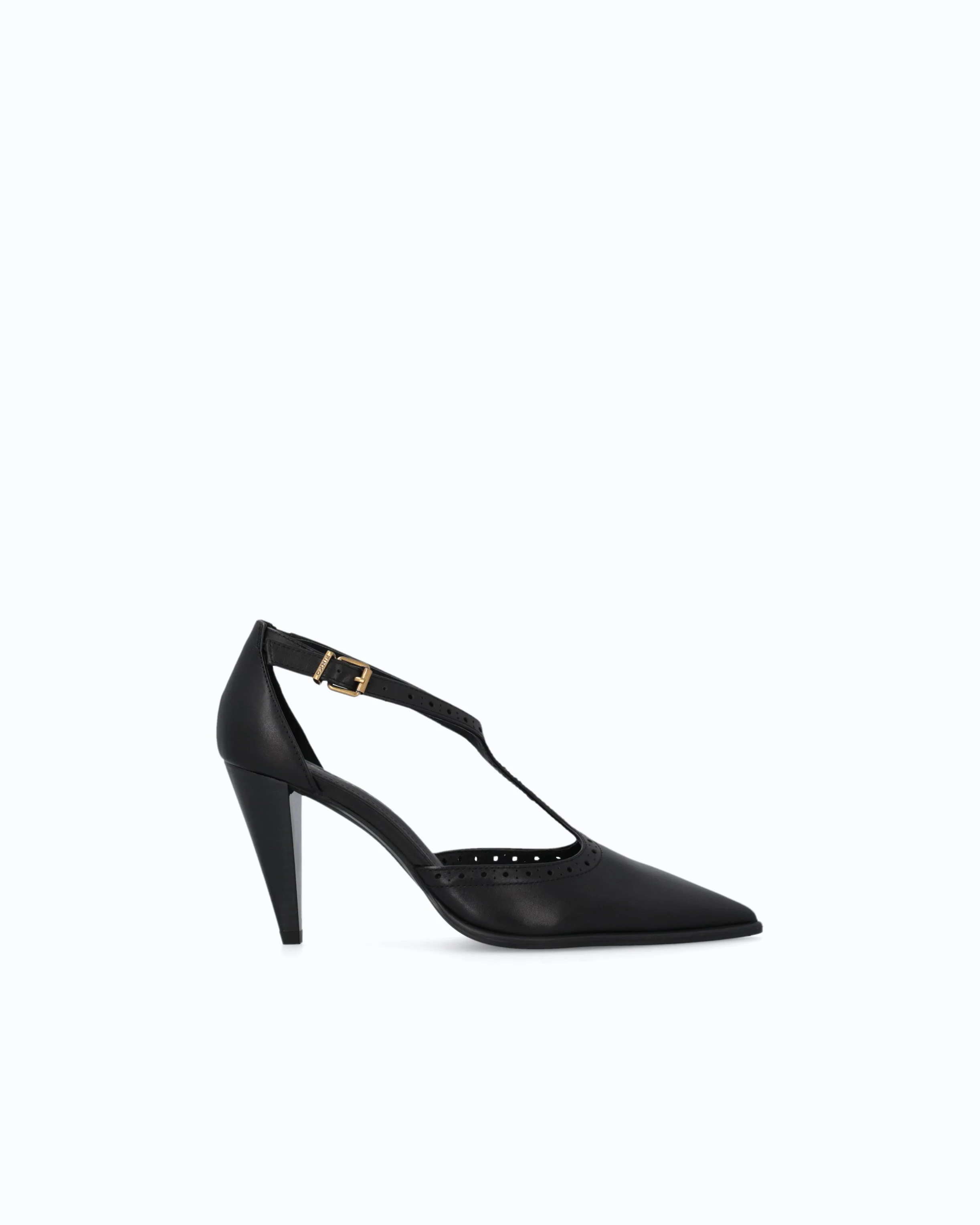 LEATHER T-STRAP PUMPS WITH HIGH HEEL - 1