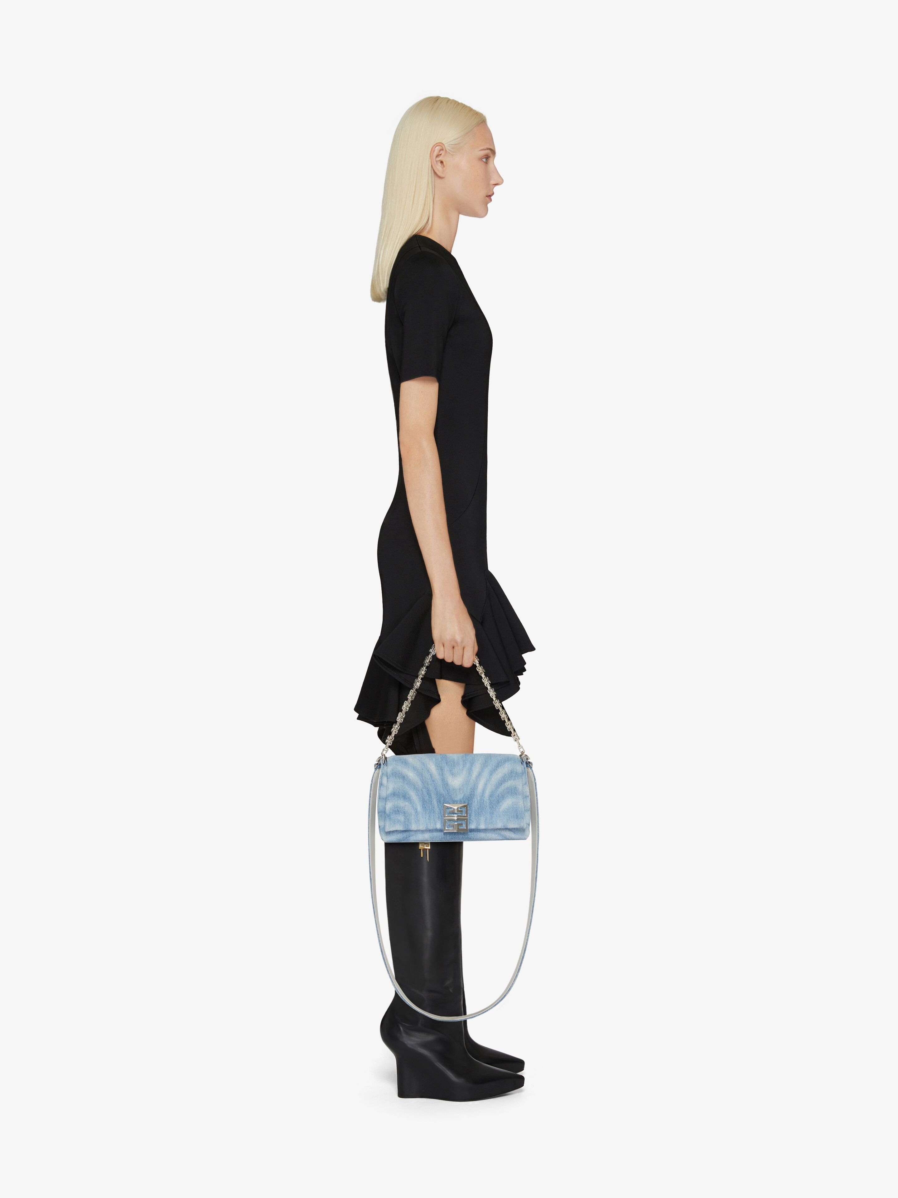 SMALL 4G SOFT BAG IN QUILTED DENIM - 3