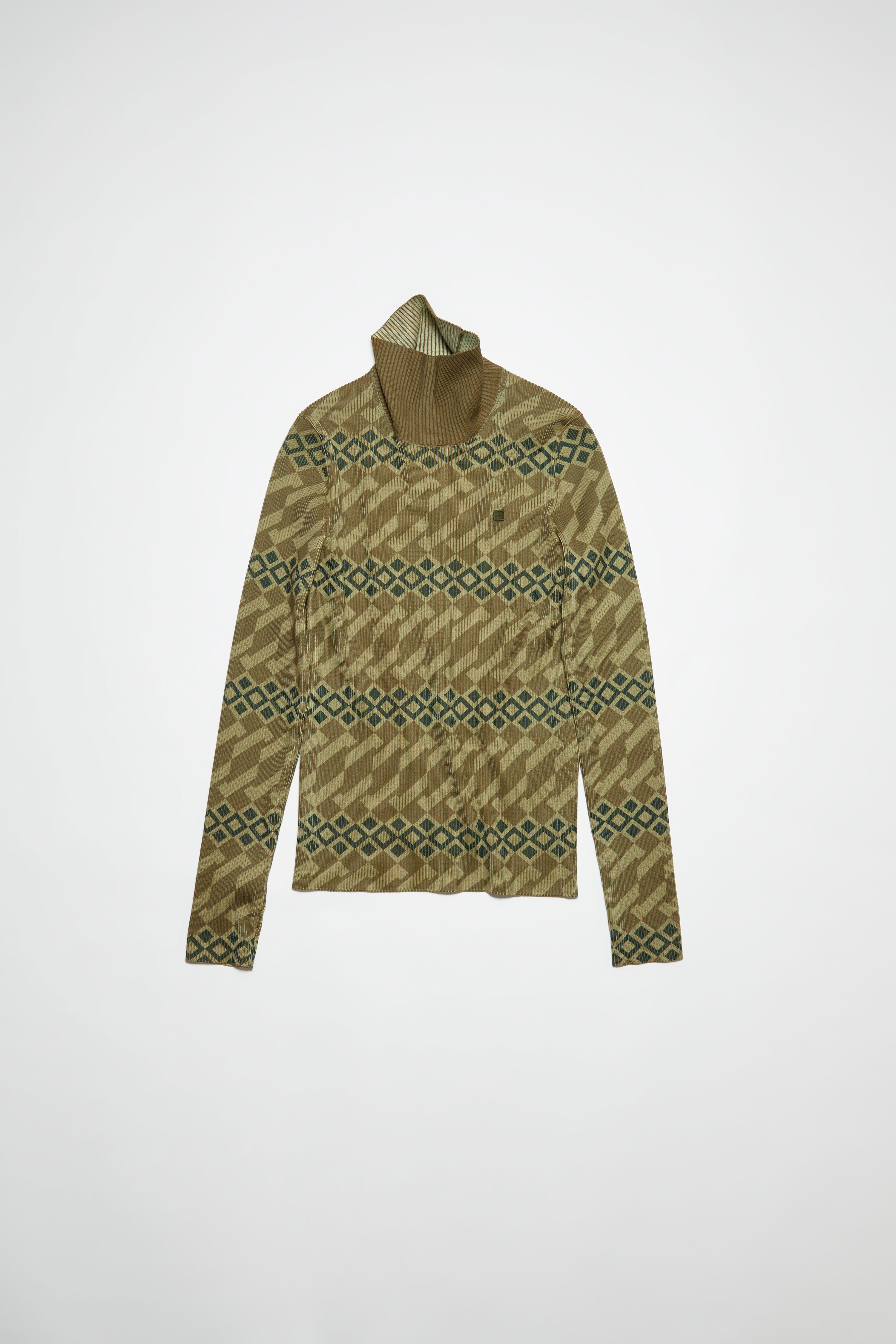 Printed turtle neck jumper - Khaki beige/wheat beige - 1