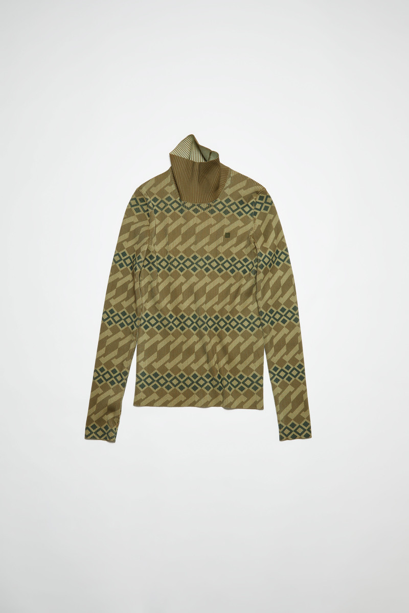 Printed turtle neck jumper - Khaki beige/wheat beige 1