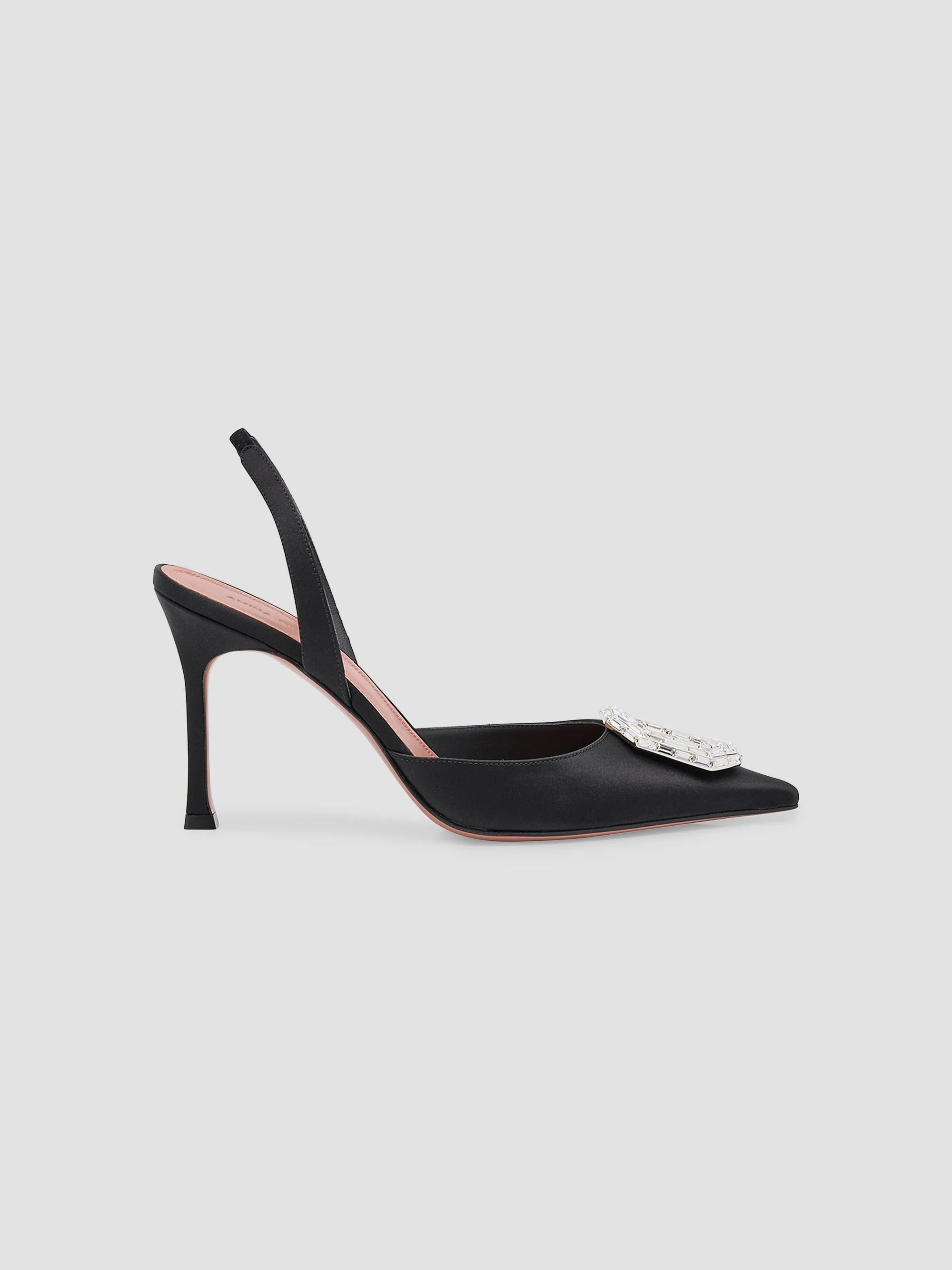 Women's Camelia 90MM Embellished Satin Slingback Pumps - Black - 1