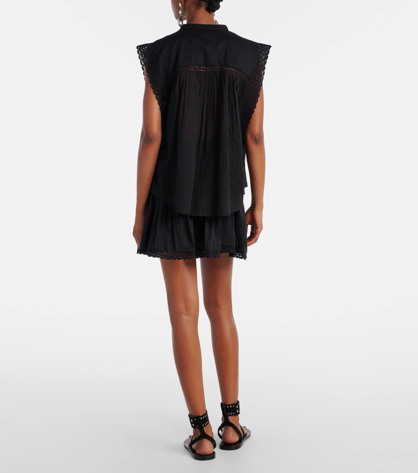 Grecia lace-trimmed cotton blouse - 3