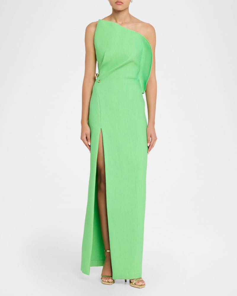 Monique Lhuillier Sculpted Petal Strapless Brocade Column Gown outlook