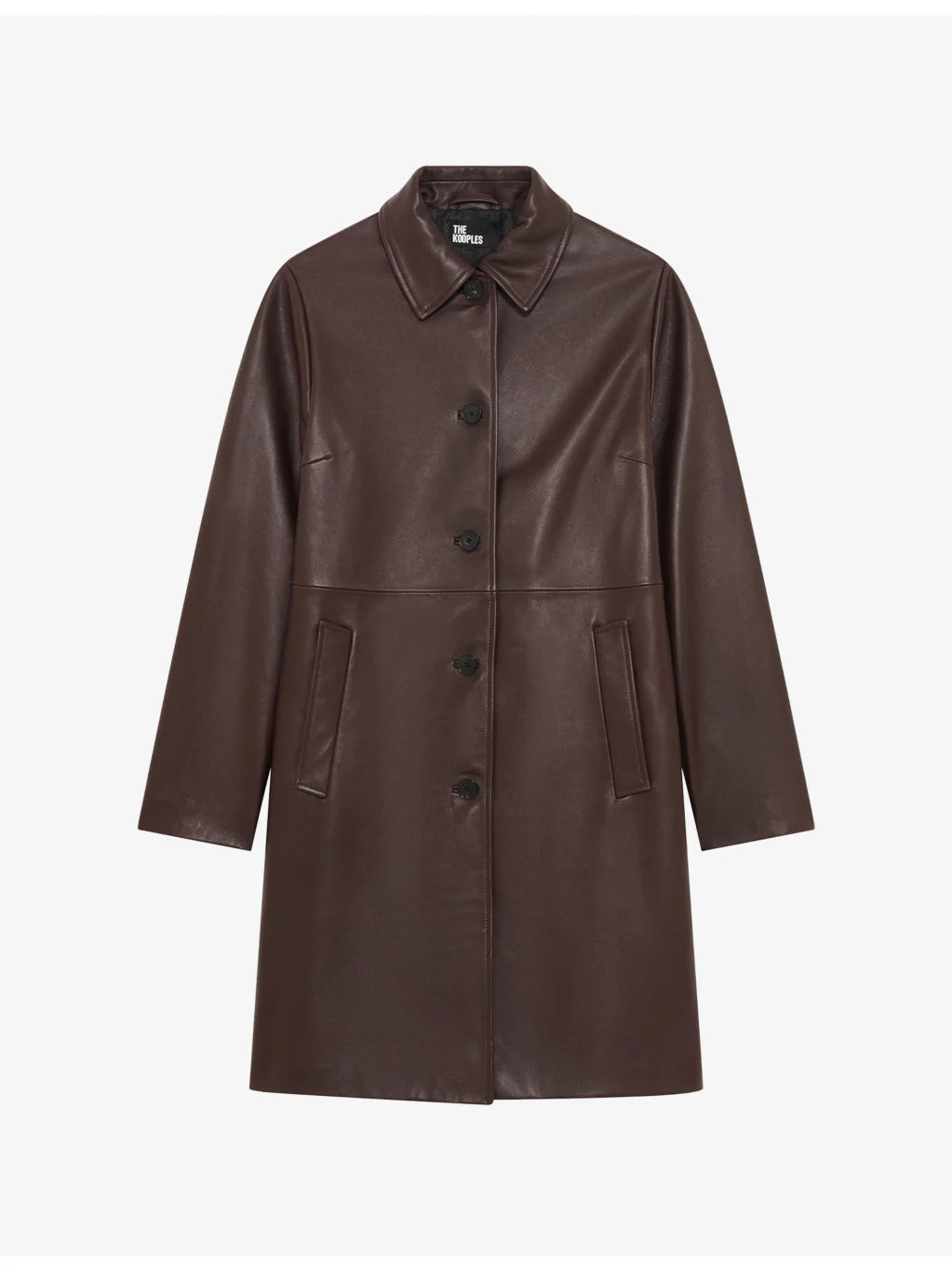 Collared Straight-Cut Leather Jacket - 1