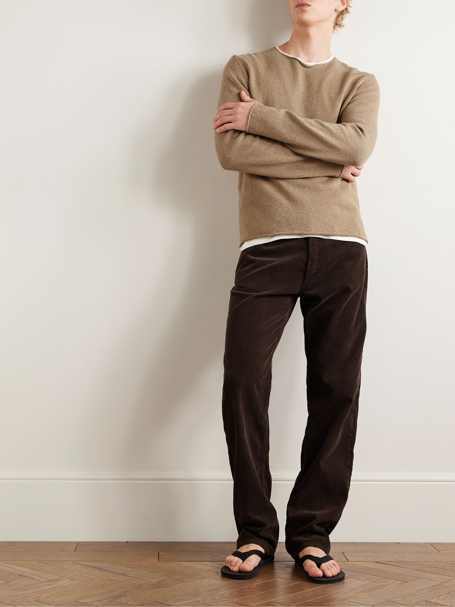 Burt Straight-Leg Cotton-Corduroy Trousers Brown - 2