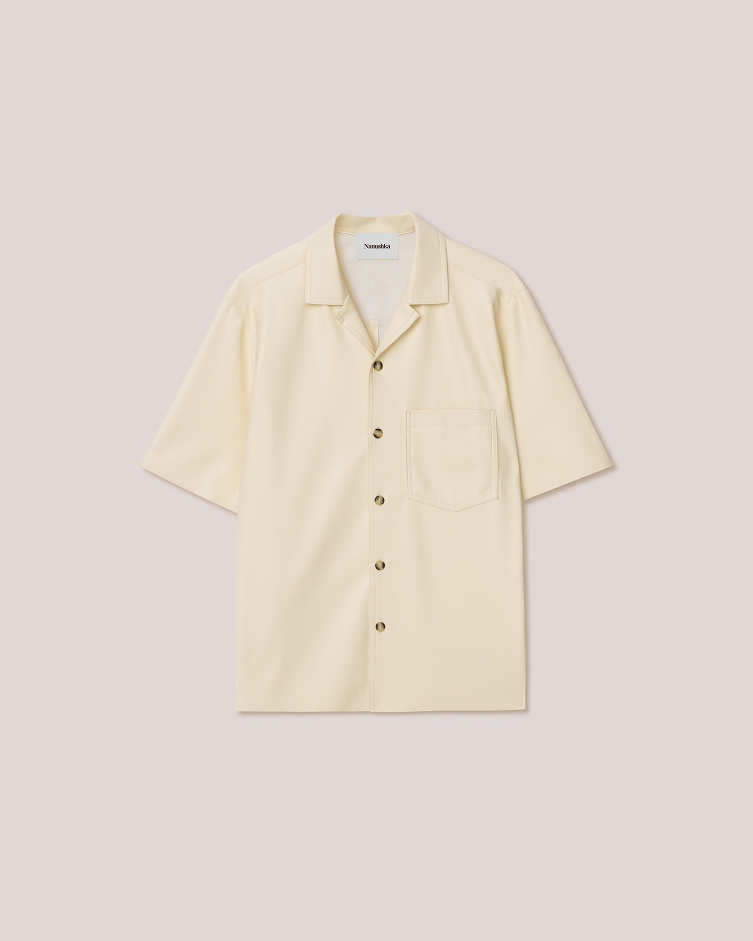 BODIL - Vegan leather shirt - Vanilla - 1