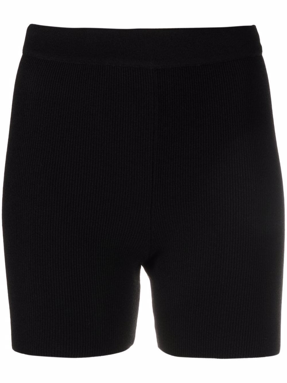 high-waisted ribbed cycling shorts - 1