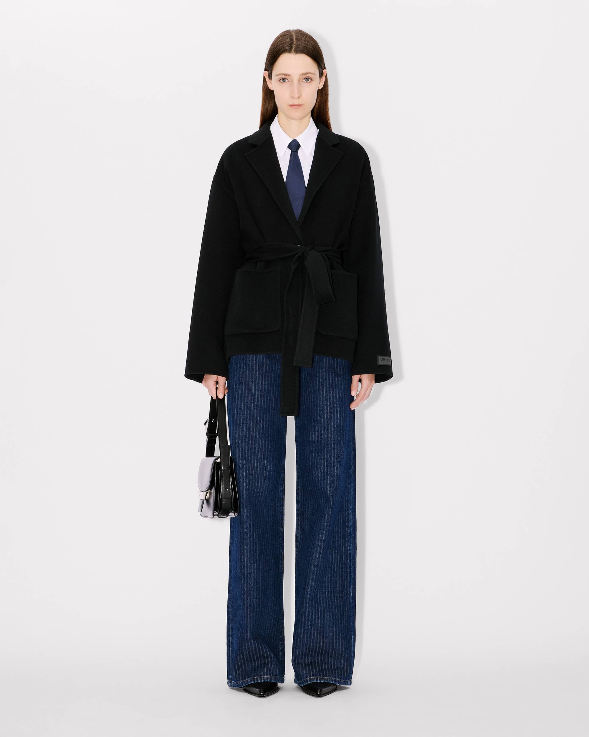 Workwear belted jacket in wool and cotton - 3