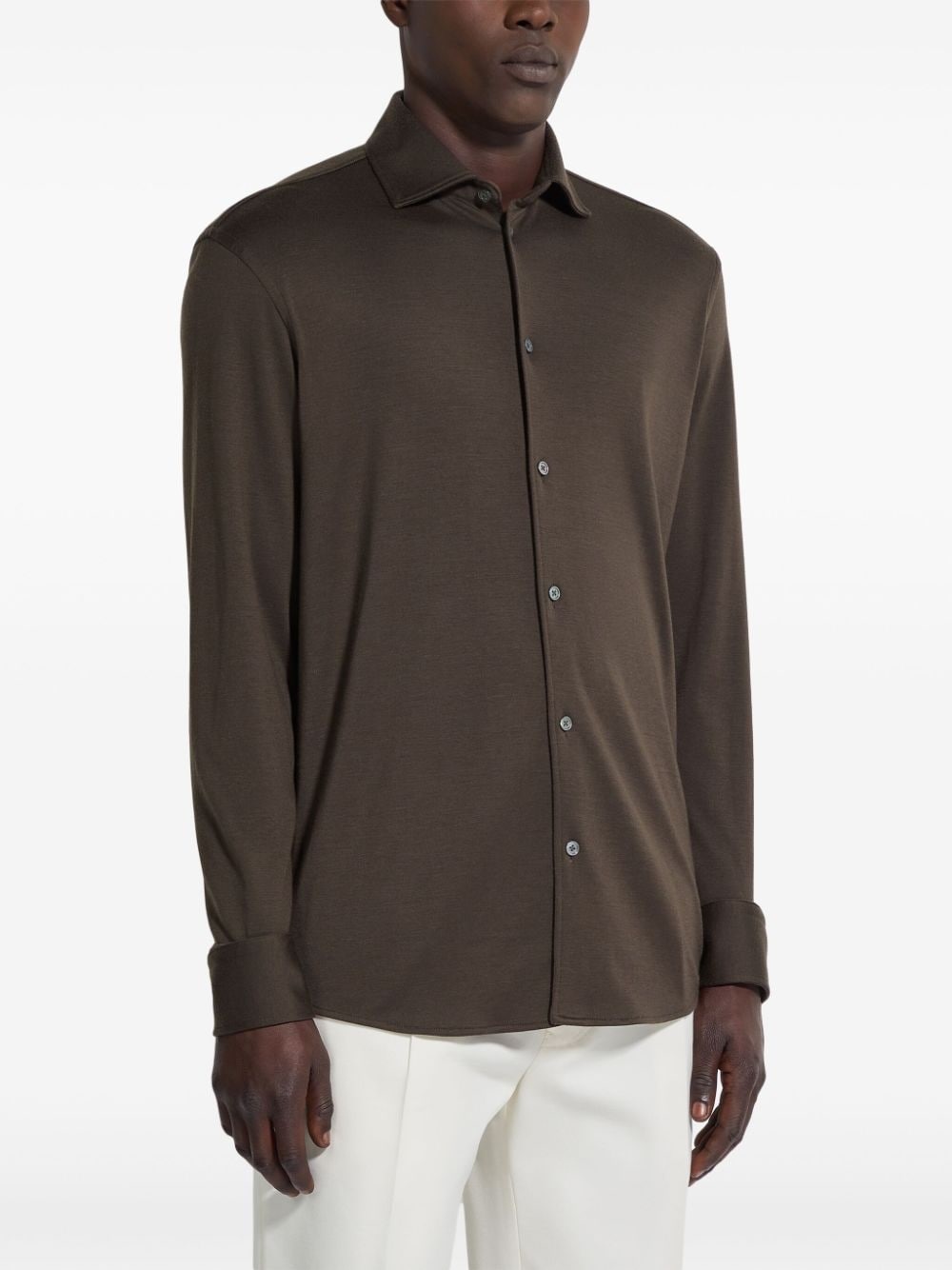 long-sleeve point-collar shirt - 3