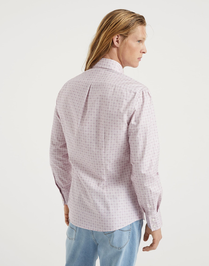 Brunello Cucinelli Cotton slim fit shirt with geometric pattern and button-down collar outlook