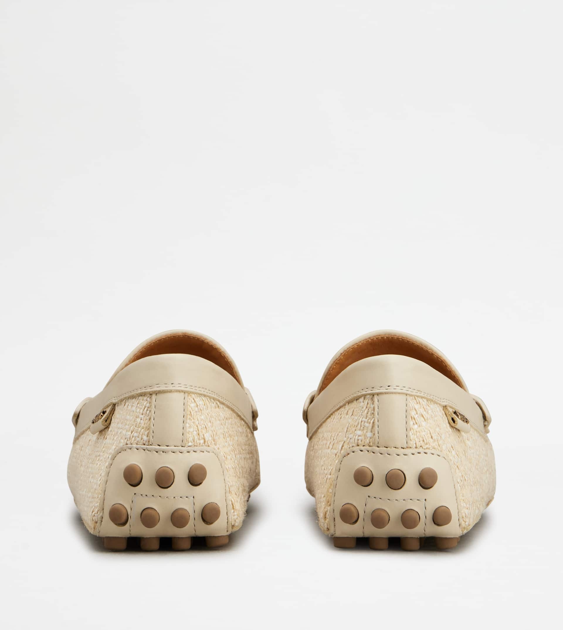 GOMMINO DRIVING SHOES IN FABRIC AND LEATHER - OFF WHITE - 3