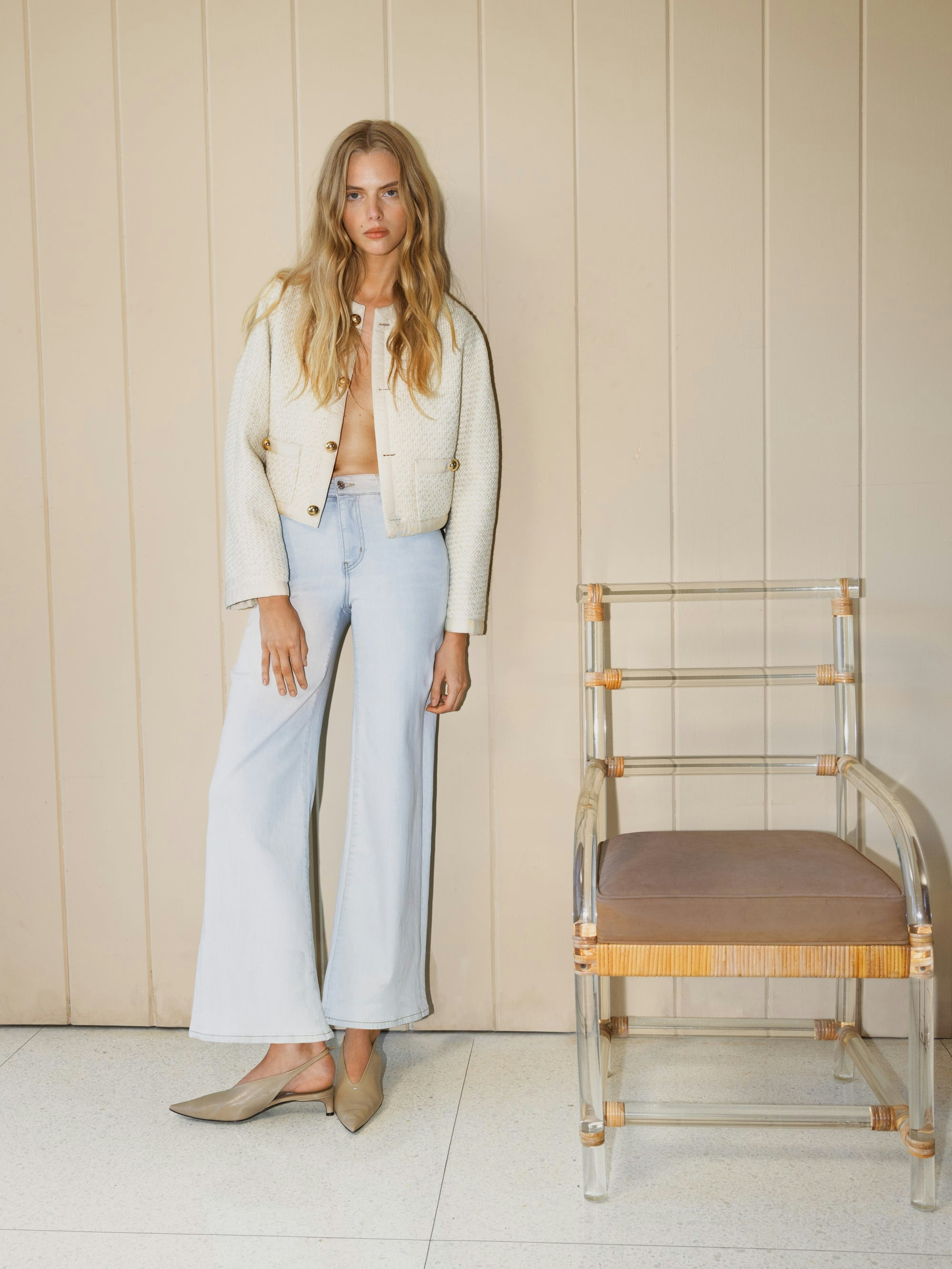 The Trim Jacket in Cream Multi - 2