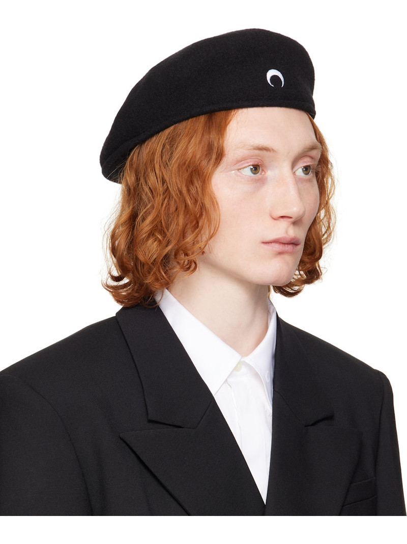 Marine Serre Black Moon Felted Wool Beret outlook
