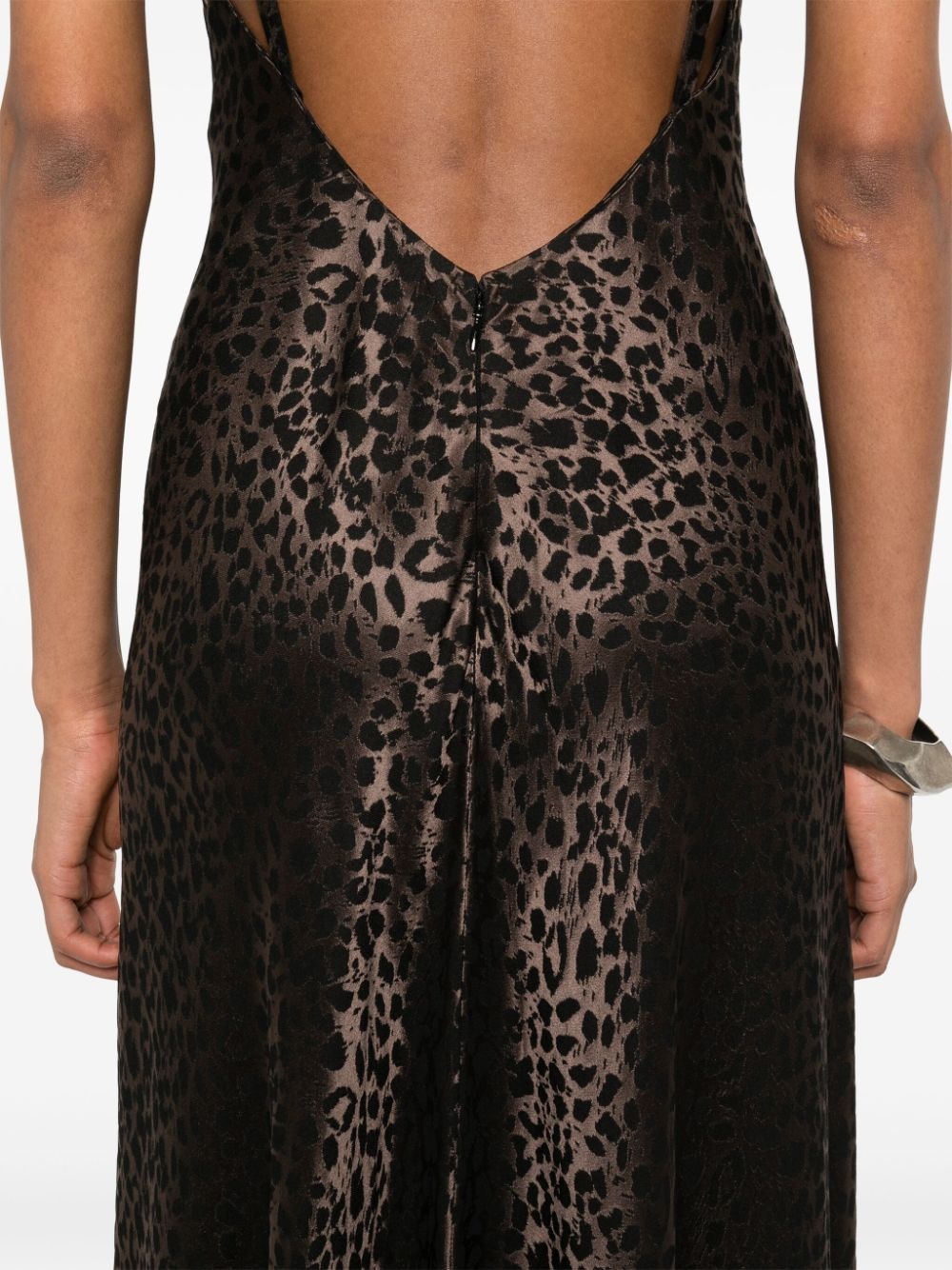 leopard jacquard slip dress - 5