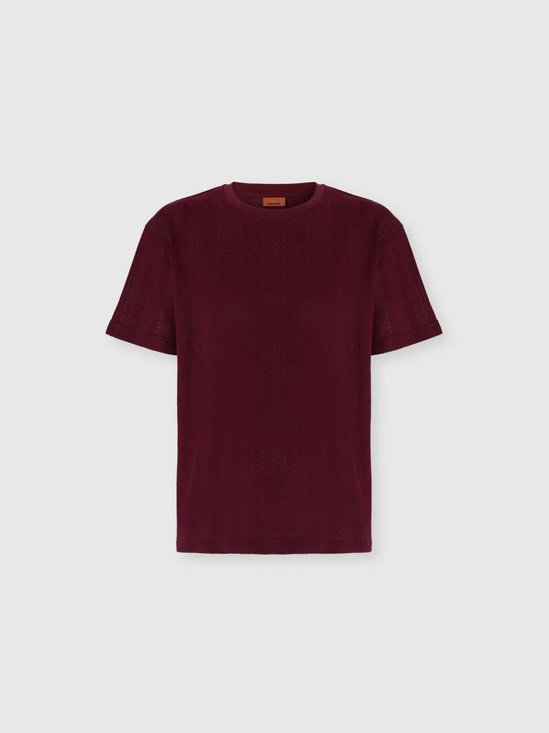 Crew Neck T-Shirt in Cotton-Viscose Raschel 1