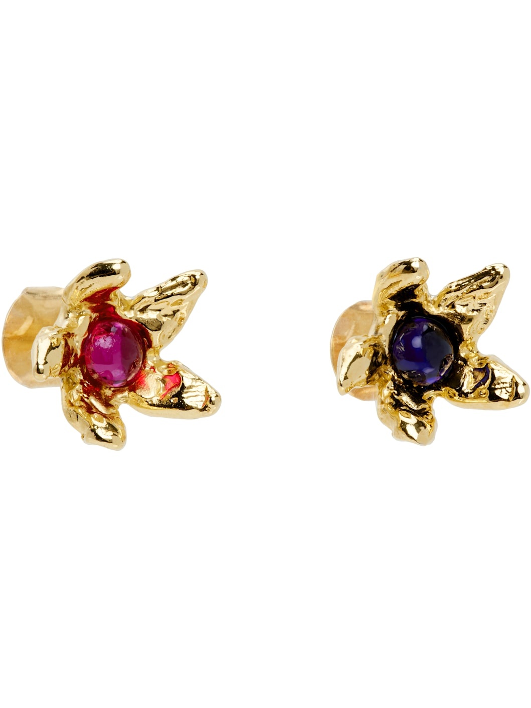 Gold Claw Flower Stud Earrings - 2