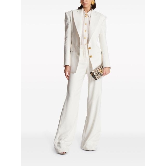 White crepe flared trousers - 2