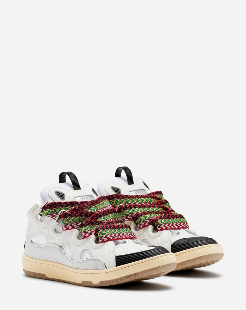 Lanvin LEATHER AND GLITTER TECHNICAL MATERIAL CURB SNEAKERS outlook