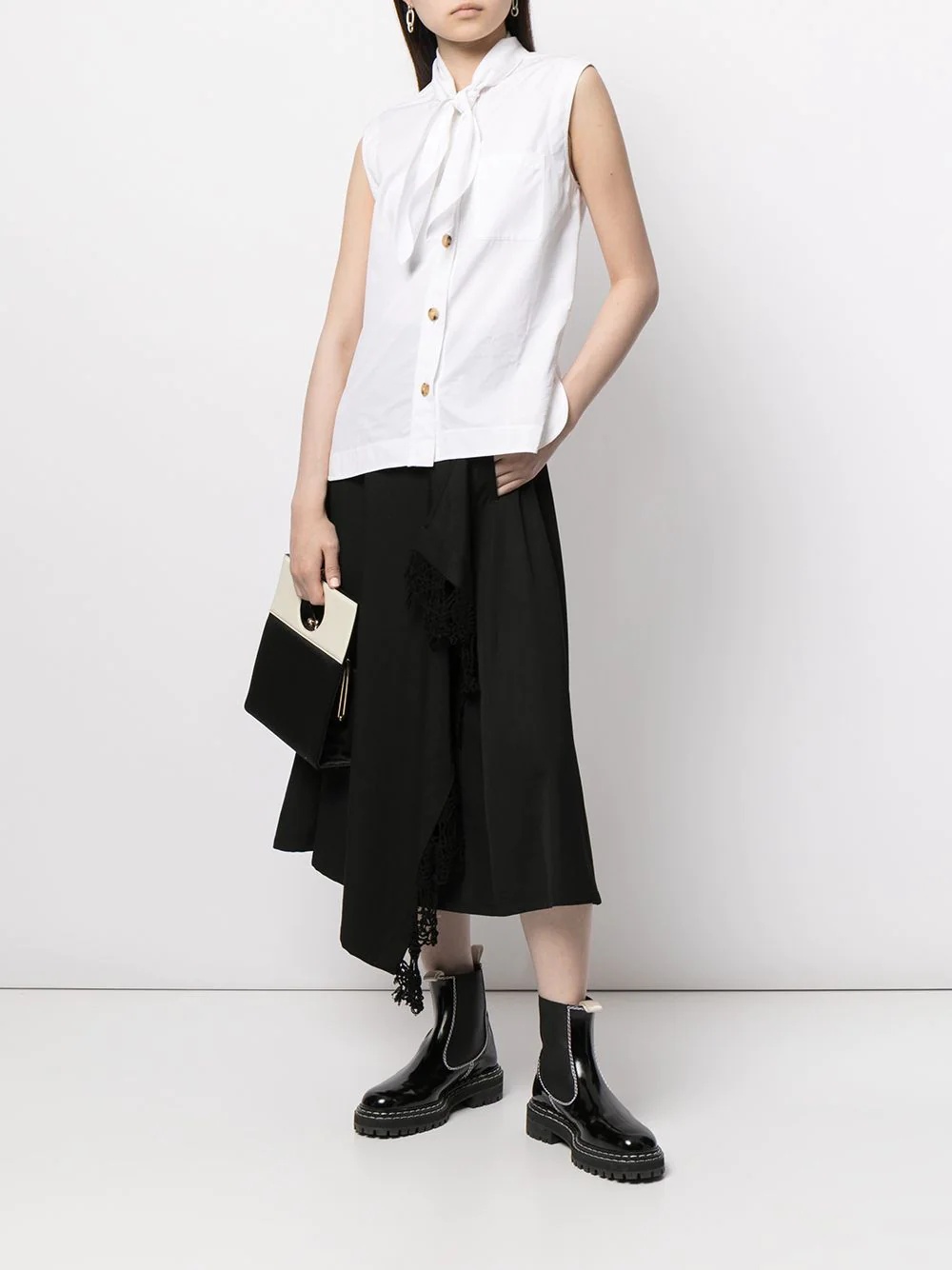 drape detail flared skirt - 2