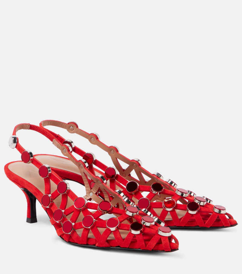 격자 50 embellished 가죽 slingback 펌프 - 1