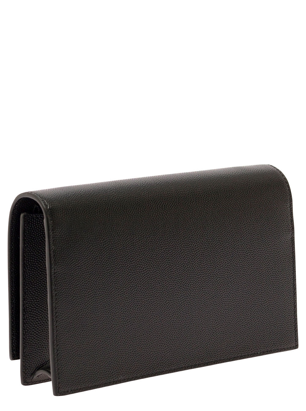 Saint Laurent Women 'Kate' Black Clutch With Cassandre And Tassel Detail In Grain De Poudre Leather  - 2