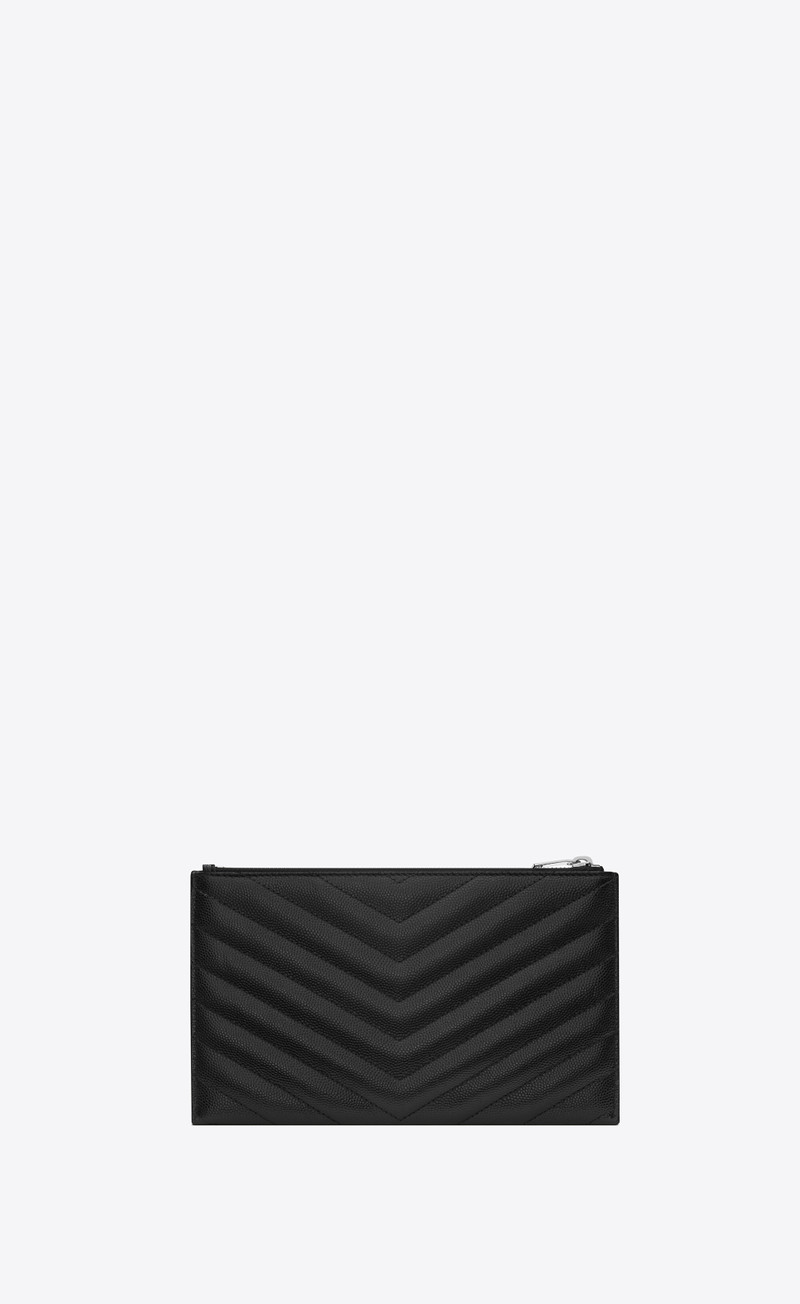 SAINT LAURENT cassandre saint laurent matelassé bill pouch in grain de poudre embossed leather outlook