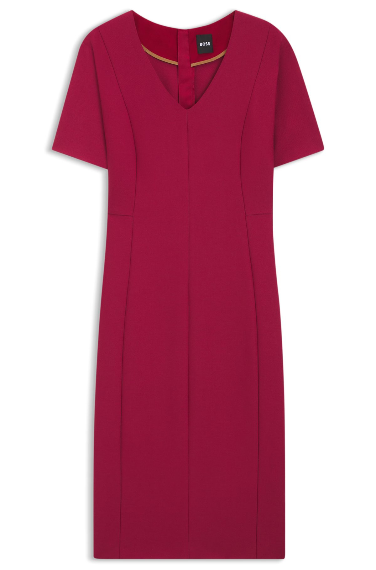 V-NECK DRESS IN STRETCH FABRIC - 1