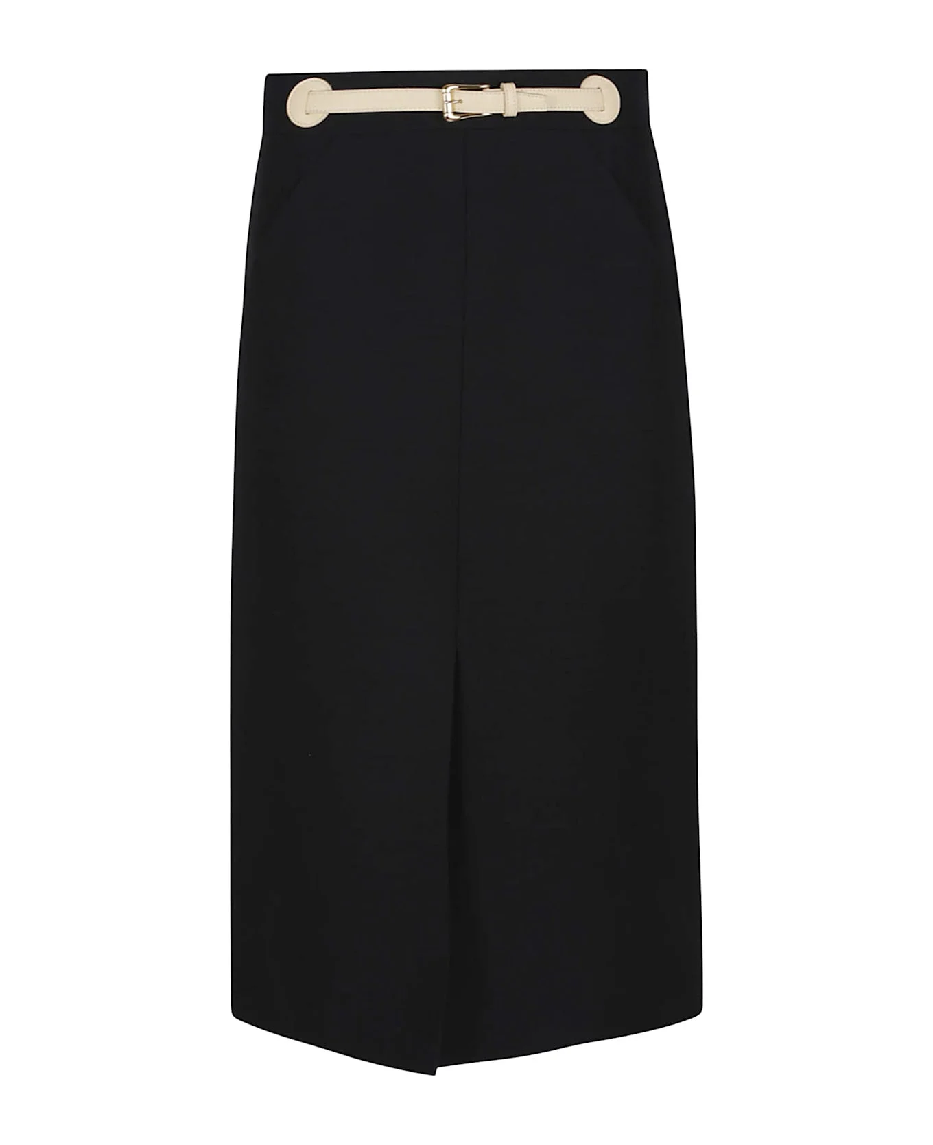 Skirt - With Leather Details | Solid | Crepe Couture - 1