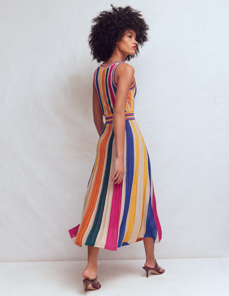 Metallic Multi Stripe Dress-Metallic Multi Stripe 5