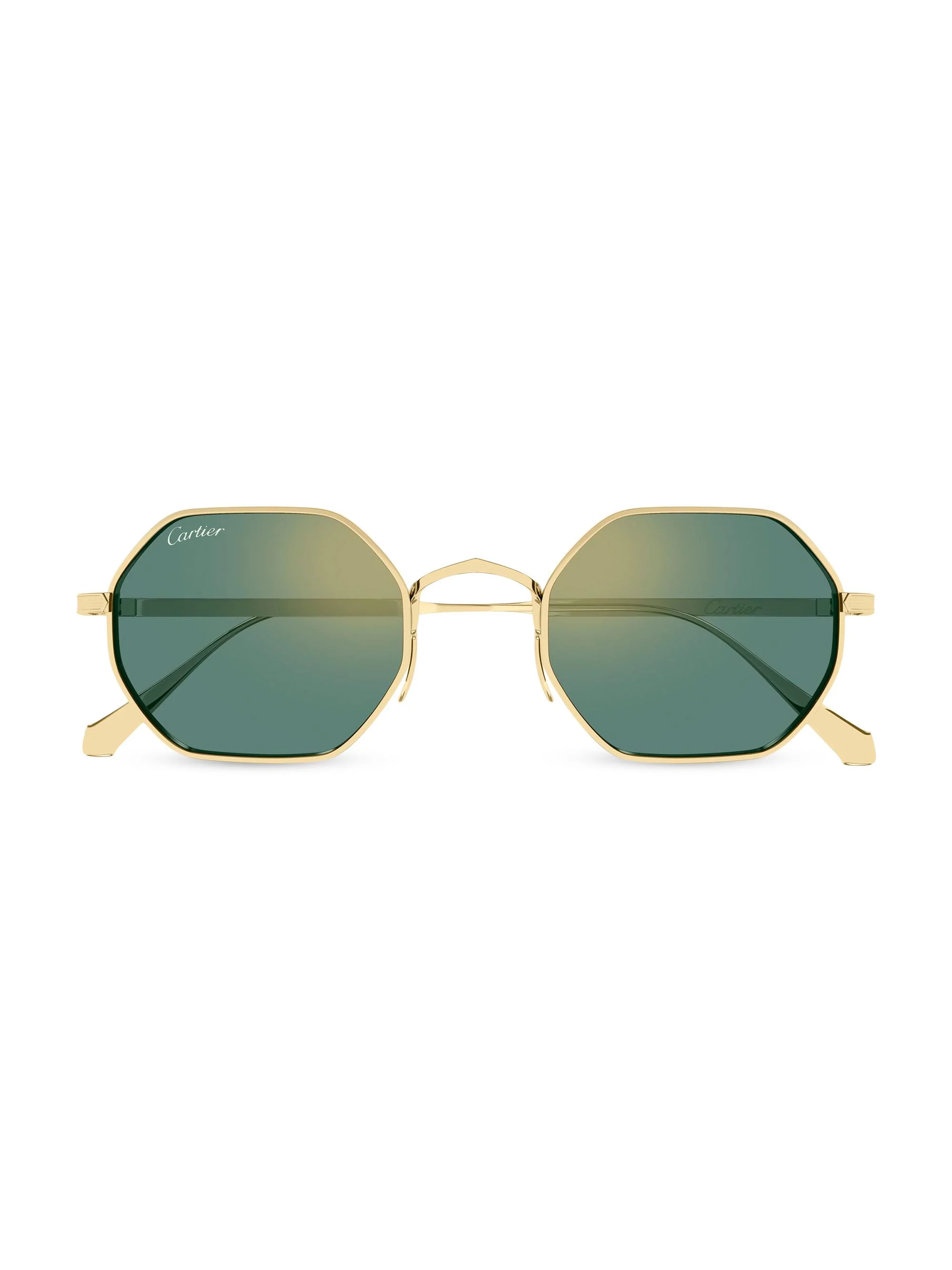 Men's C de 24K-Gold-Plated Titanium Geometrical Sunglasses - Gold Green - 1