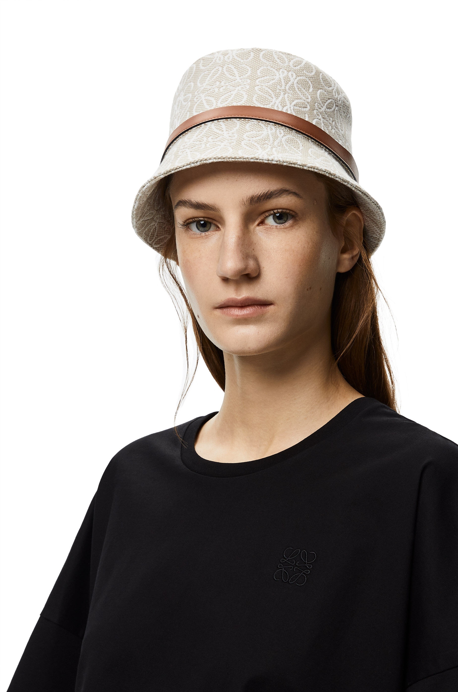 Bucket hat in Anagram jacquard and calfskin - 2