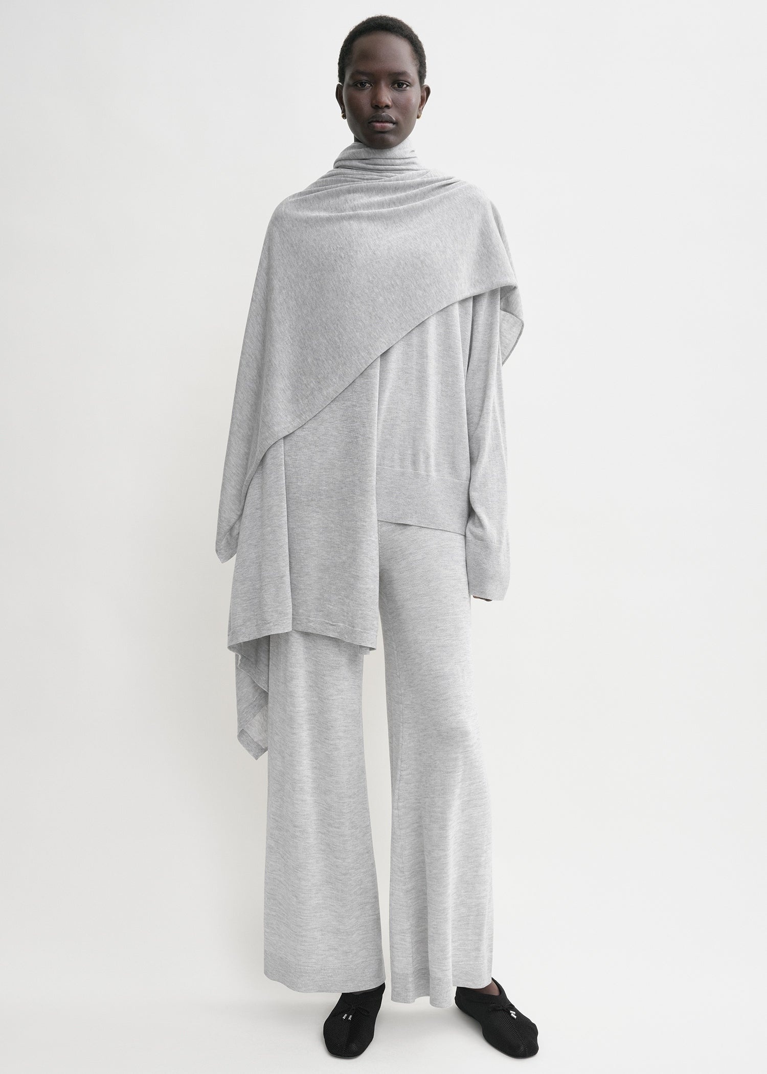 Fine knit sarong grey melange - 2