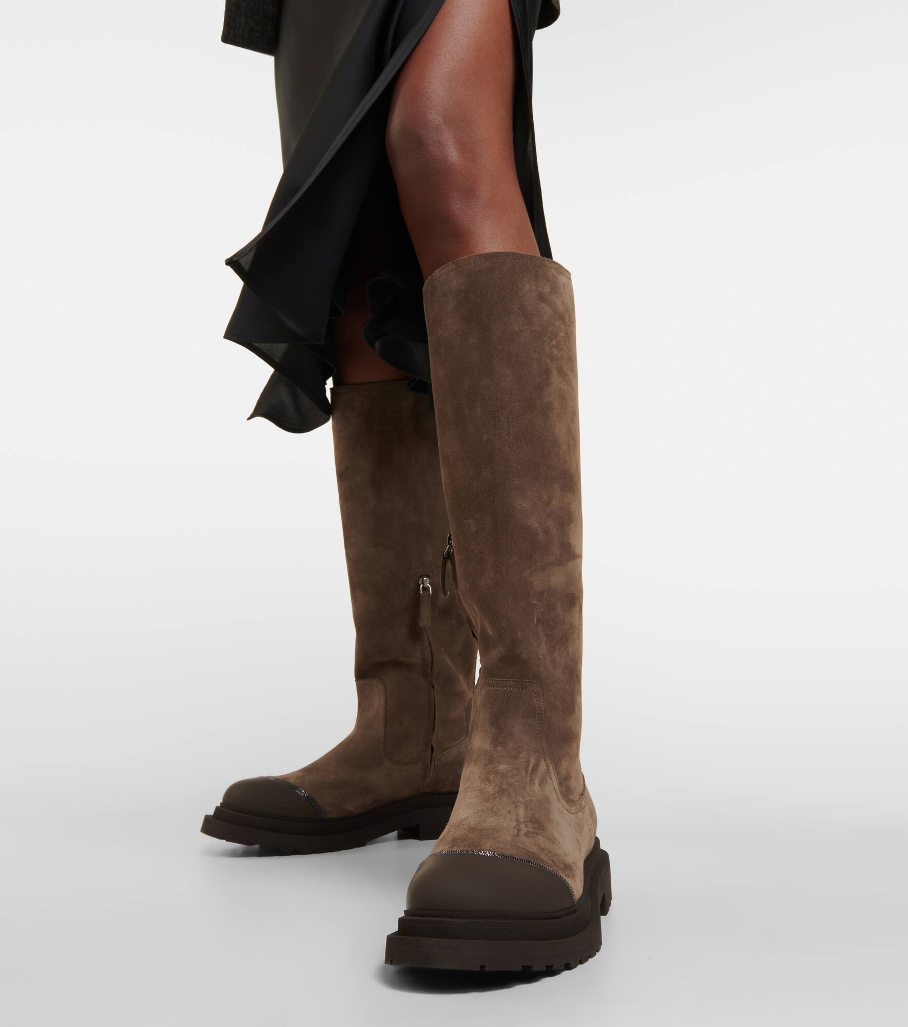 Embellished suede knee-high boots - 4