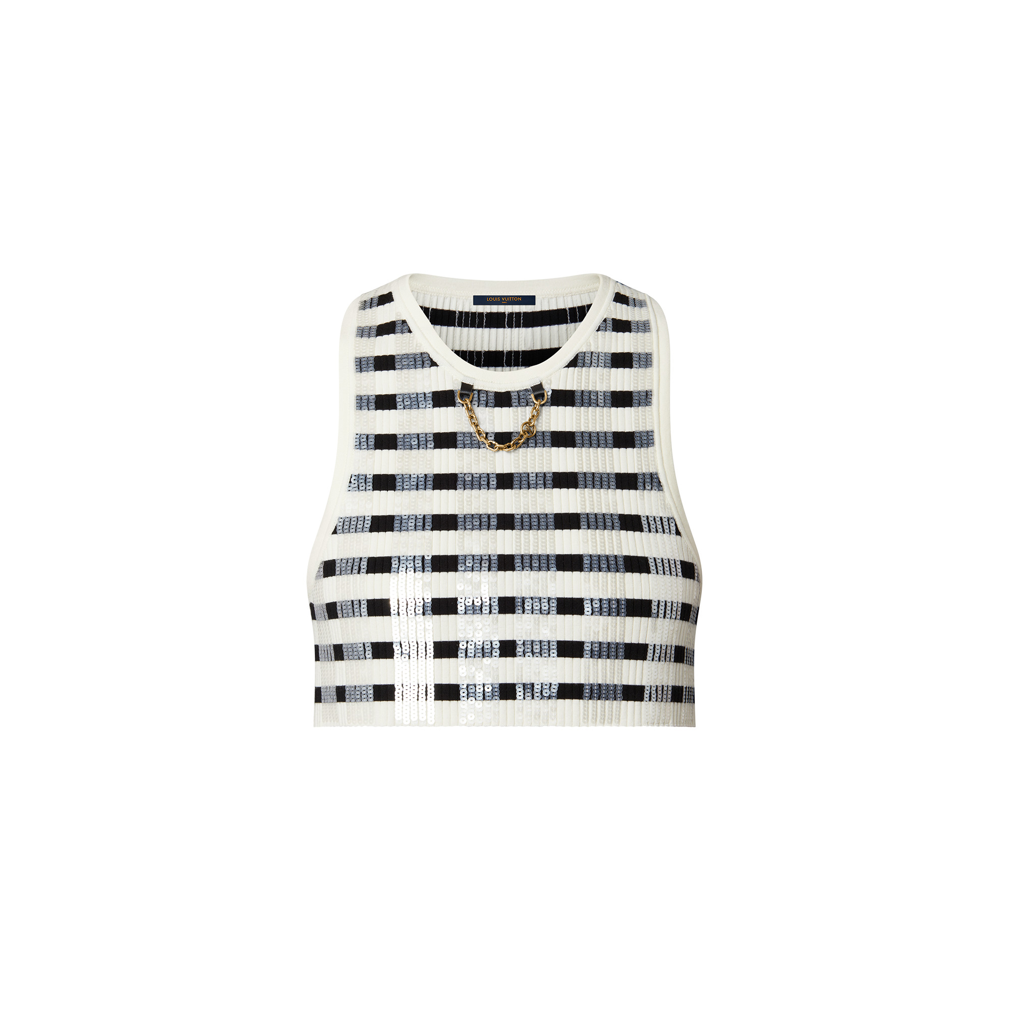 Sequin Stripes Knit Crop Top - 1