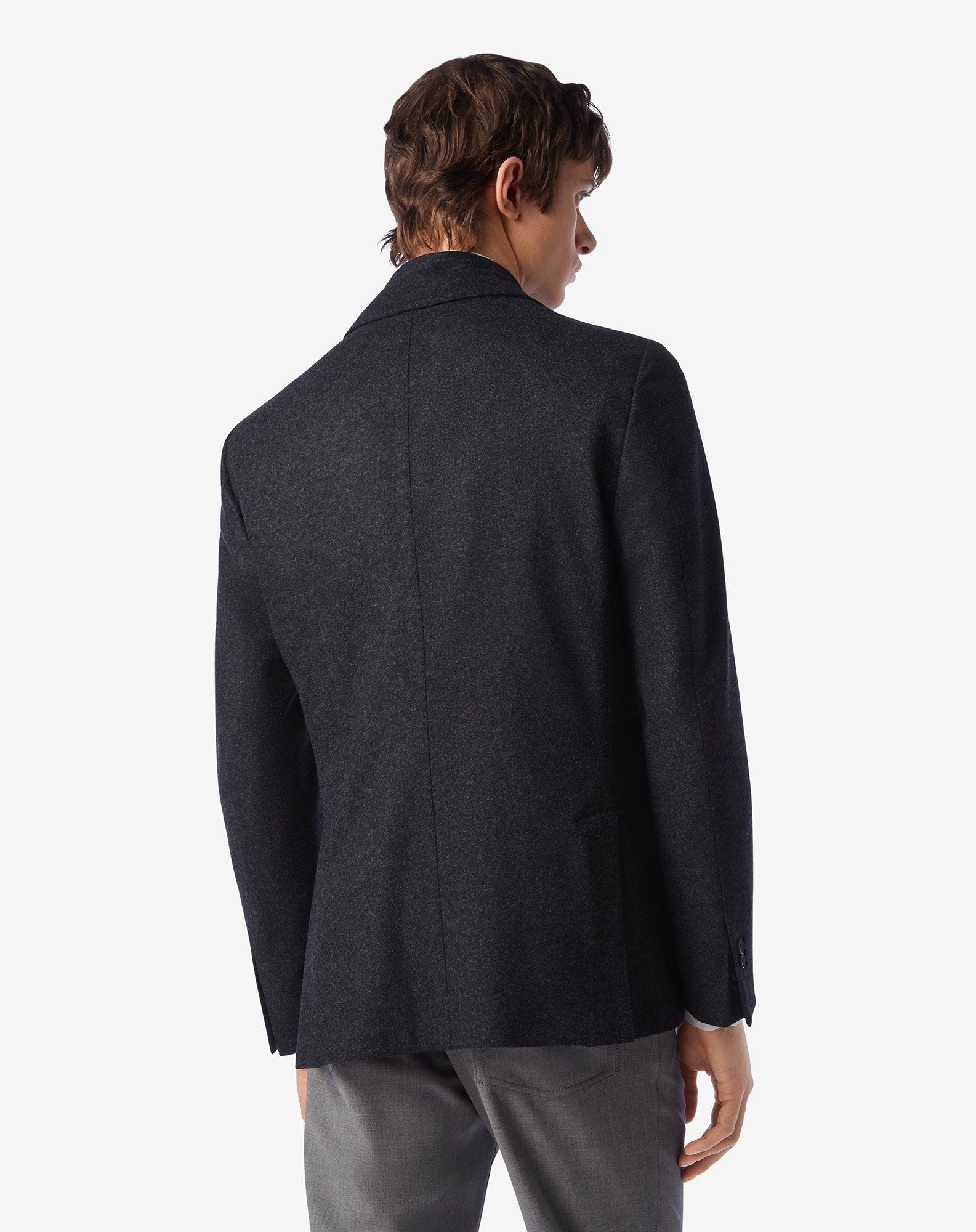 Grey 2-button jersey wool flannel jacket - 4