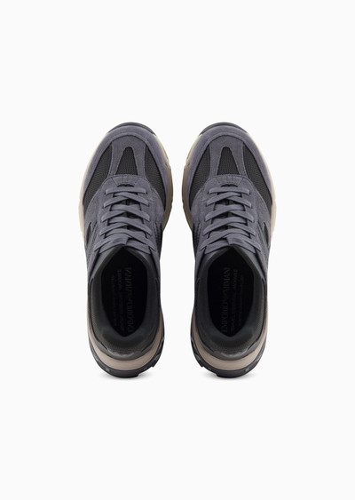 EMPORIO ARMANI Travel Essential mesh and suede sneakers outlook