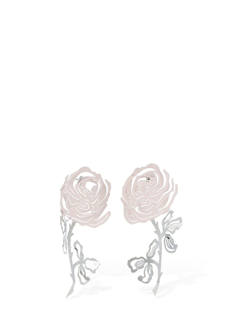 Rose enamel earrings - 2