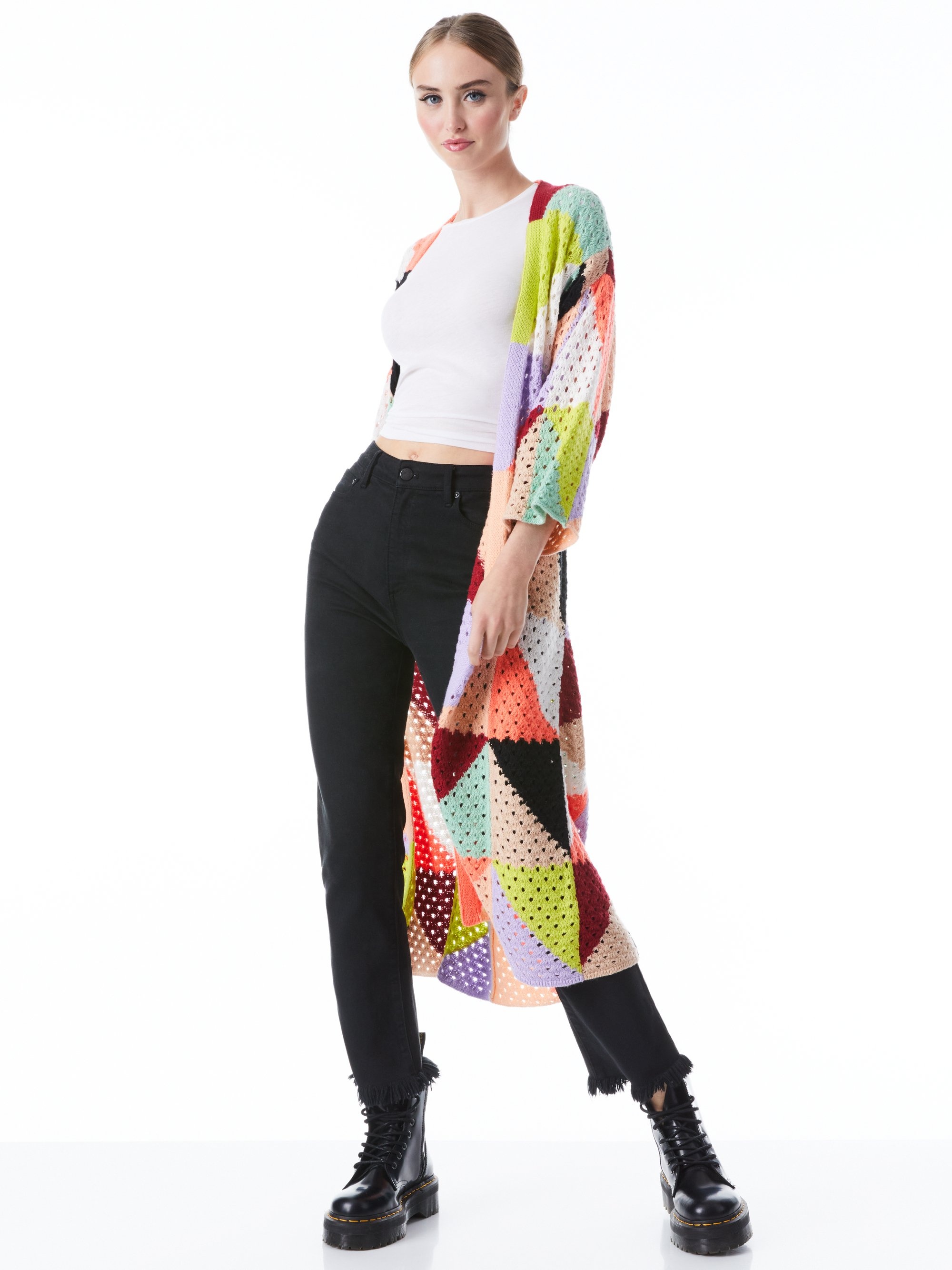 GLADIS PATCHWORK ROBE SWEATER WITH BELT - 6