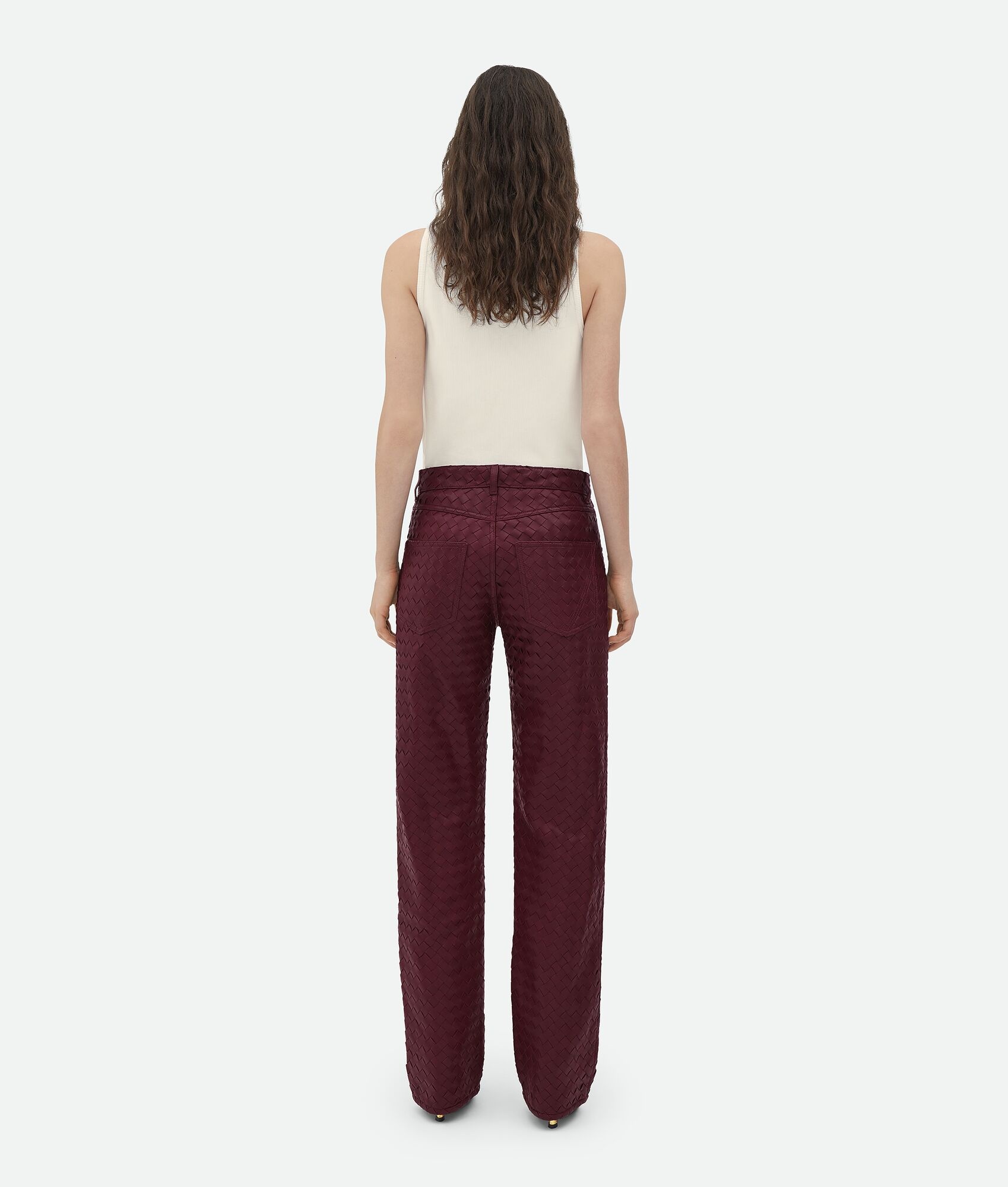 Intrecciato Leather Straight Leg Pants - 3